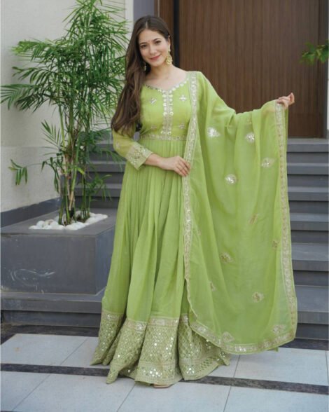 Buy Indian shalwar in Qatar – SSC-661 crunchy silk designer party gown