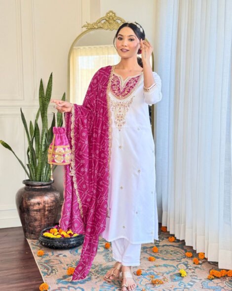 Buy Indian shalwar in Qatar – Shivam Collection Aarohi kurti pant dupatta set