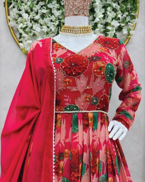 Buy Indian shalwar in Qatar – Premium faux georgette suit with crepe pant Qatar