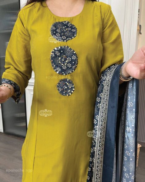 Buy Indian shalwar in Qatar – HV-9294 festive kurti set with mirror detailing